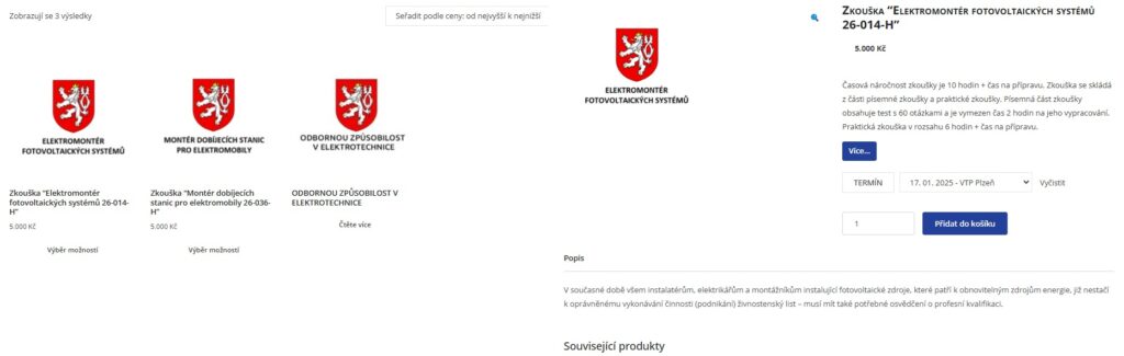 E_SHOP kategorie Státní zkoušky a detail položky objednání Státní zkoušky