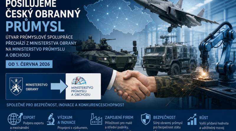 Obranný průmysl přechází pod křídla MPO od 1.6.2026